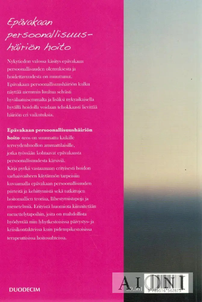 Epävakaan persoonallisuushäiriön hoito Kirjat