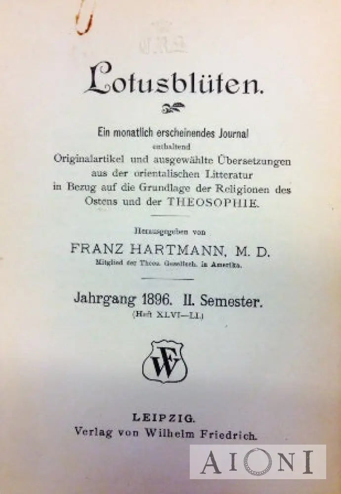Lotusbluten 1896. Ii Semester. Heft Xi-Xlv Kirjat