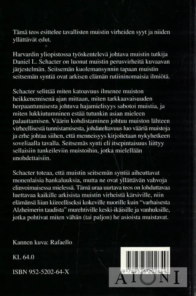 Muistin seitsemän syntiä Kirjat