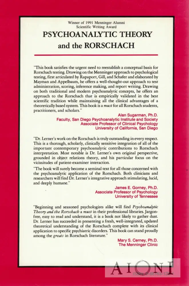 Psychoanalytic Theory and the Rorschach Kirjat