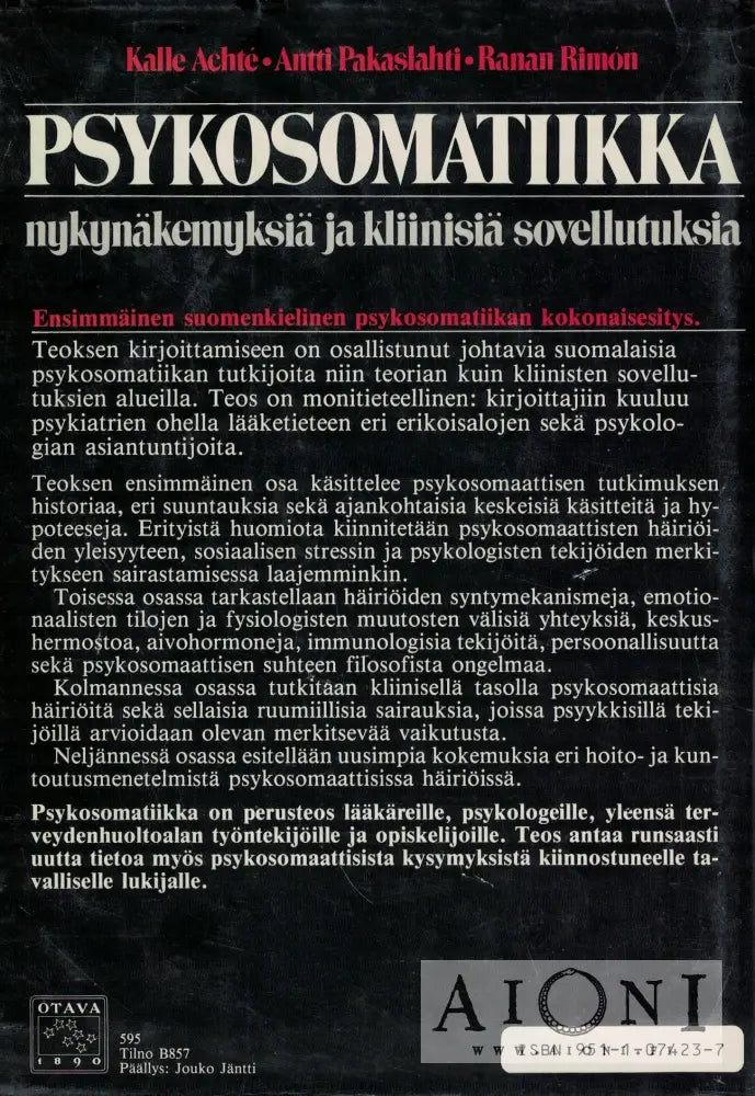 Kalle Achté, Antti Pakaslahti, Ranan Rimón: Psykosomatiikka – AIONI ...