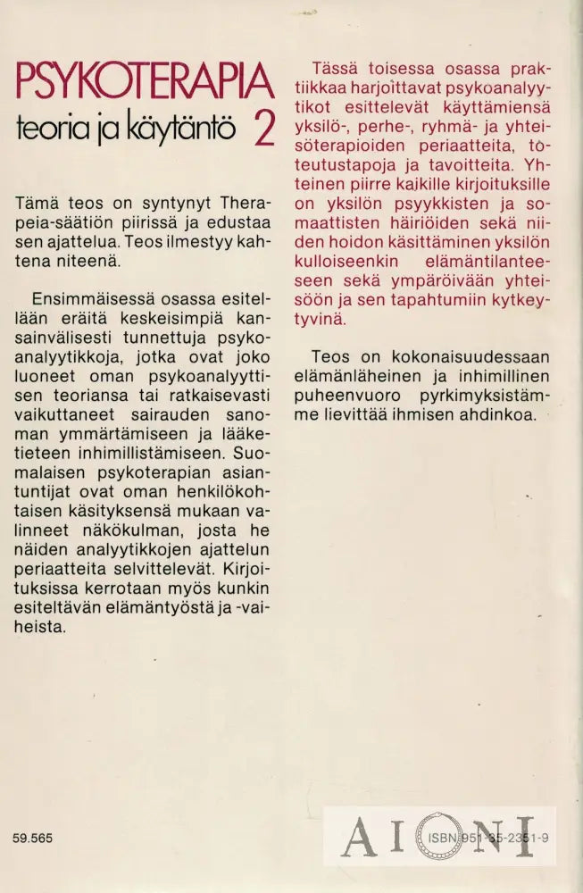 Psykoterapia – Teoria ja käytäntö 1-2 Kirjat