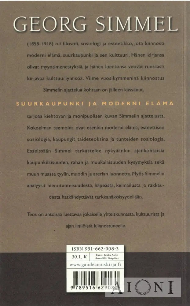 Suurkaupunki ja moderni elämä Kirjat
