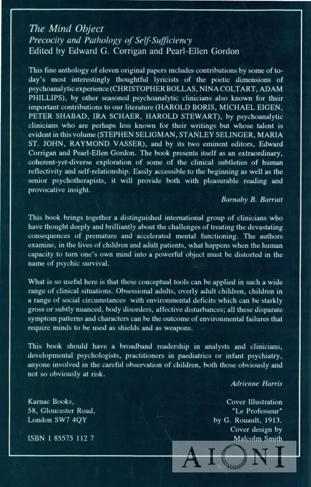The Mind Object: Precocity and Pathology of Self-Sufficiency Kirjat